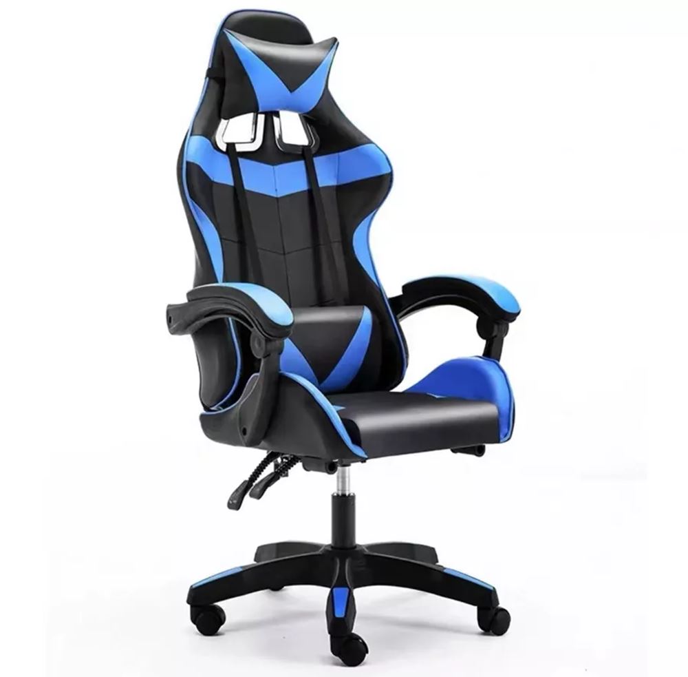 כסא גיימינג איכותי דגם PRO4 עם גב גבוה בצבע שחור כחול