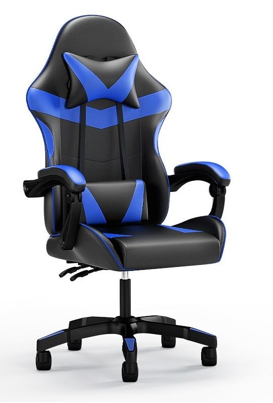 כסא גיימינג איכותי דגם PRO12 עם גב גבוה בצבע שחור כחול