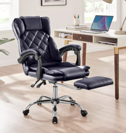 כסא מנהלים מרופד דגם LEONARDO עם הדום נשלף צבע שחור NewDealOfficial