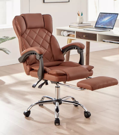 כסא מנהלים מרופד דגם LEONARDO עם הדום נשלף צבע חום NewDealOfficial