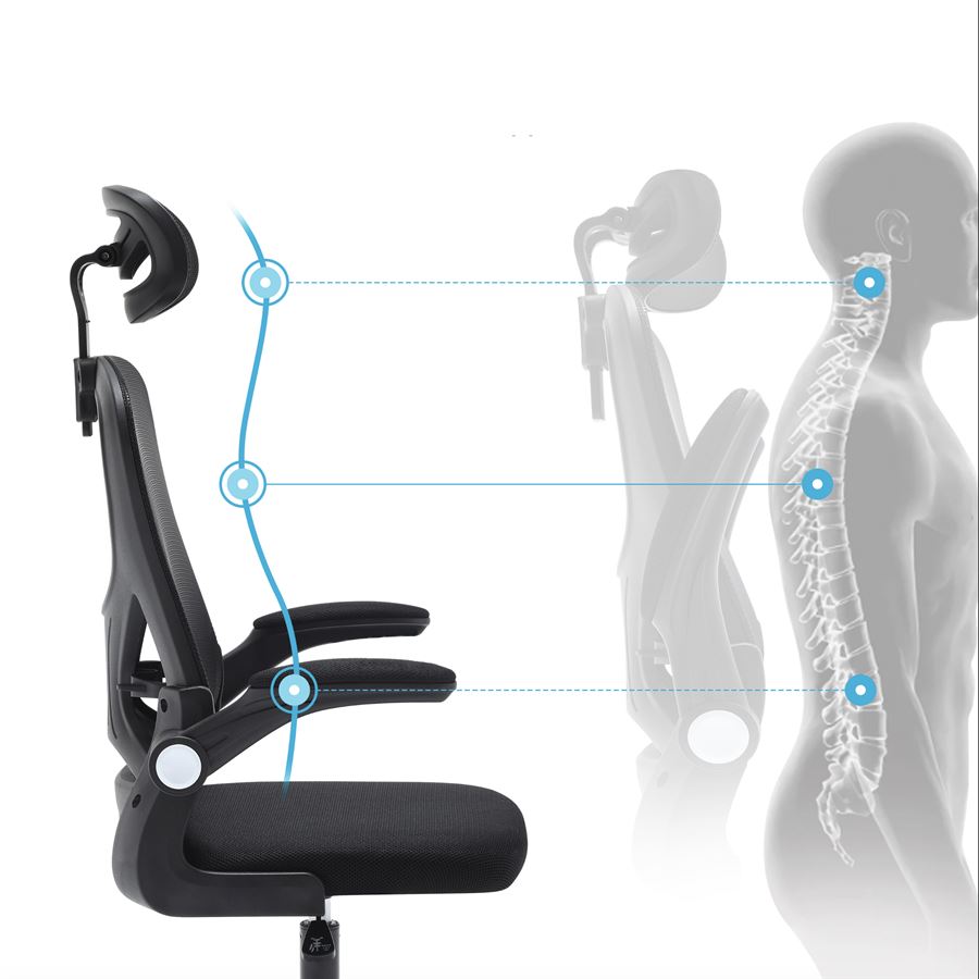כיסא מנהלים יוקרתי דגם HI-TECH עם ידיות מתכווננות ומשענת ראש בצבע שחור