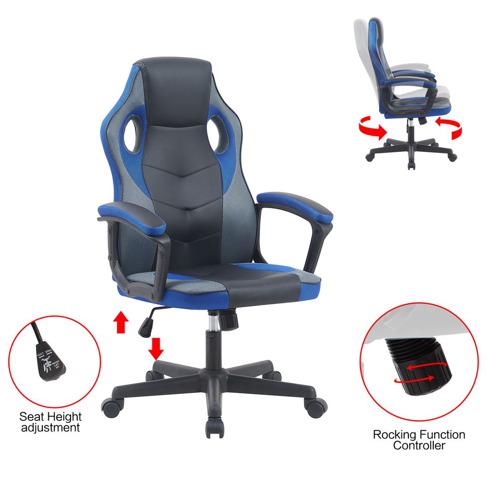 כסא גיימינג במכירה מוקדמת 21 ימי עסקים דגם Gamer צבע שחור כחול