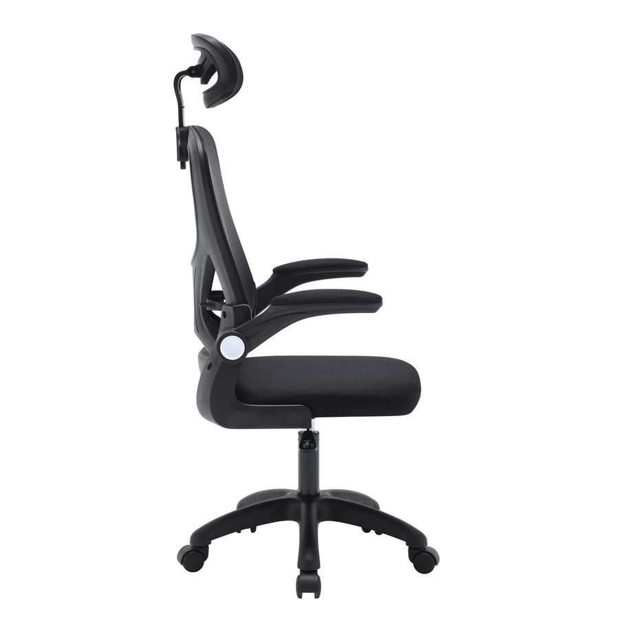 כיסא מנהלים יוקרתי דגם HI-TECH עם ידיות מתכווננות ומשענת ראש בצבע שחור